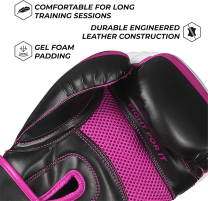 Essential Gel Boxing Gloves for Men & Women, Kickboxing MMA, Muay Thai Gloves and Heavy Bag Training Punching & Sparring