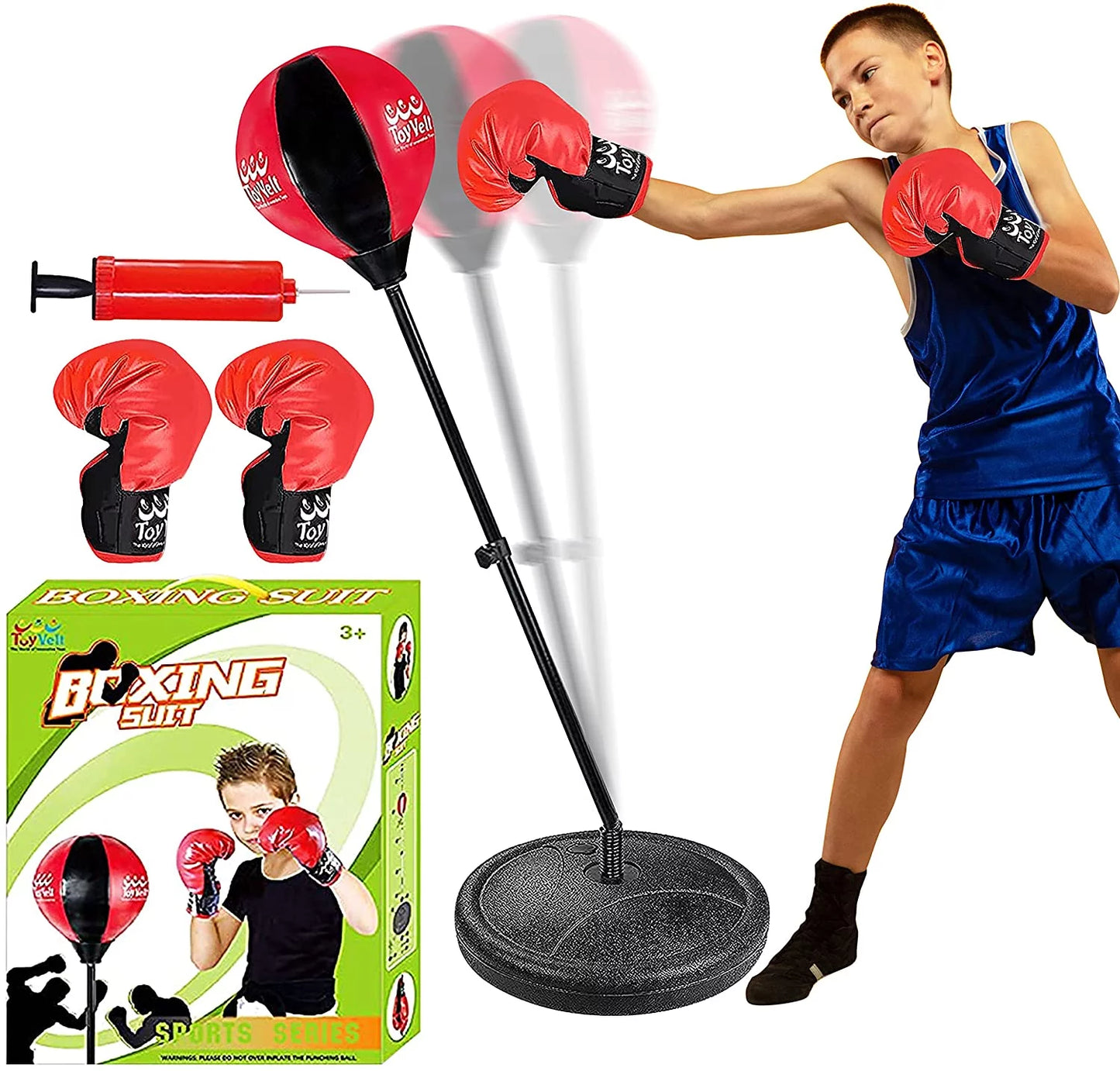 Kids Freestanding Speed Bag, 15", 2.2 Lb, Red & Black