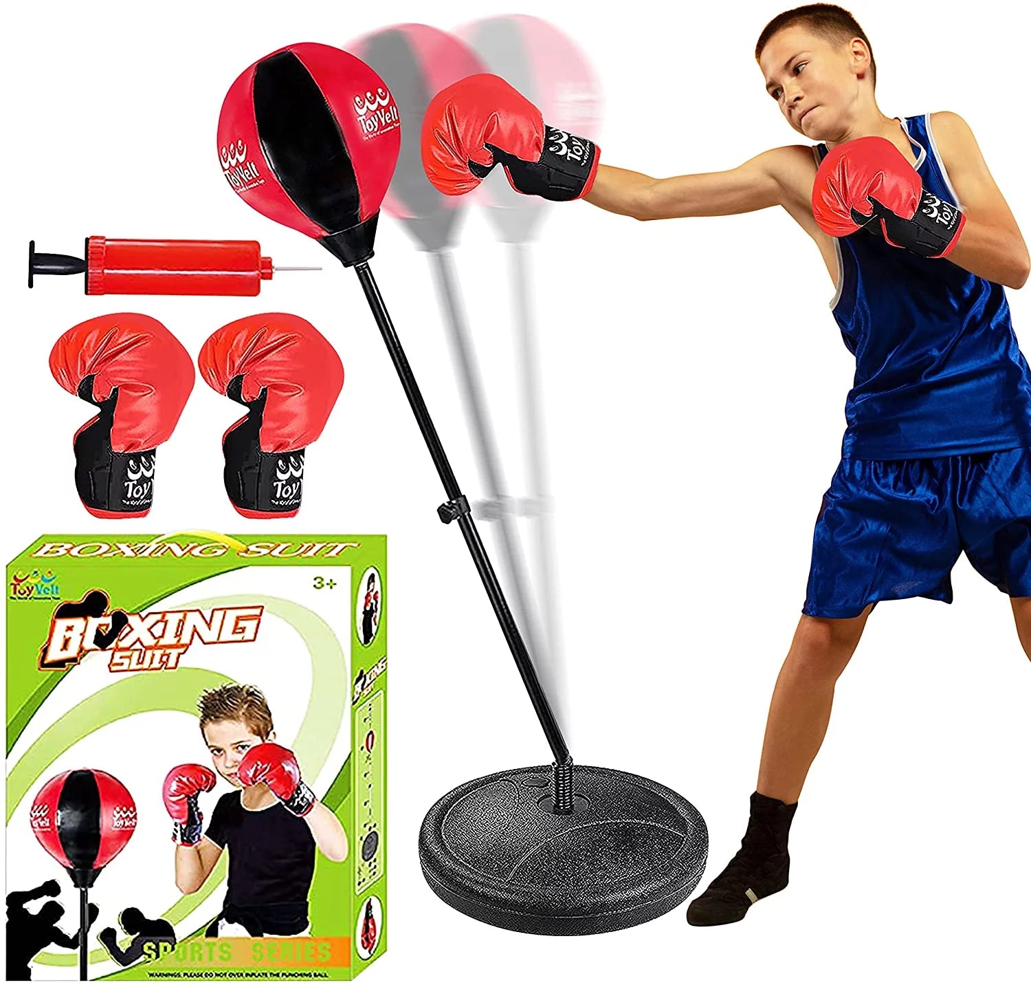 Kids Freestanding Speed Bag, 15", 2.2 Lb, Red & Black