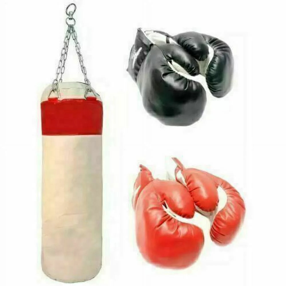 New 2 Pairs Boxing Punching Gloves with Body Punch Bag - Training Set